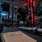 Exos polyarticulaires : athlète fait un squat en salle de musculation