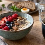 Petit dejeuner equilibre pour perte de poids : skyr, avoine et fruits rouges