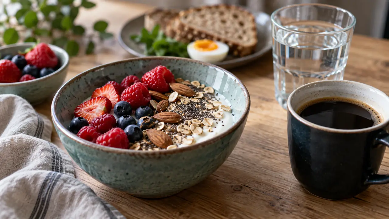 Petit dejeuner equilibre pour perte de poids : skyr, avoine et fruits rouges