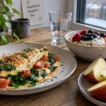 Les 20 aliments qui font maigrir : petit-déjeuner omelette, avoine et fruits rouges